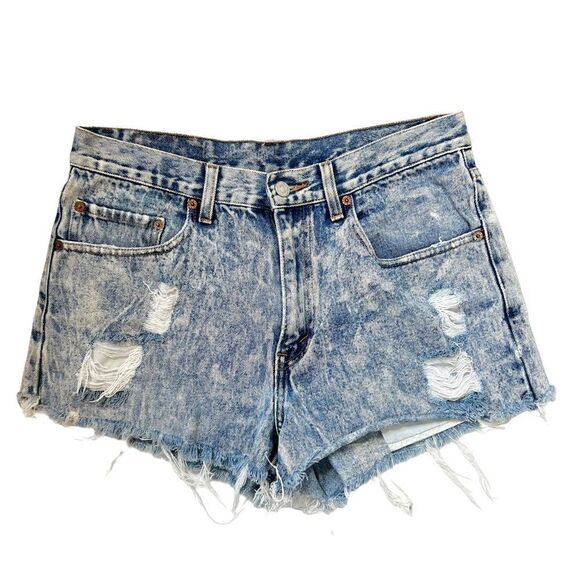Vintage Levi’s Acid Wash Denim Cut Off Short - Picture 1 of 8